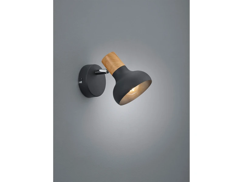 MeineWunschleuchte LED Wandstrahler Aus Metall In Schwarz & Holzoptik, Höhe 17cm 3 MeineWunschleuchte LED Wandstrahler Aus Metall In Schwarz & Holzoptik, Höhe 17cm – Bild 3