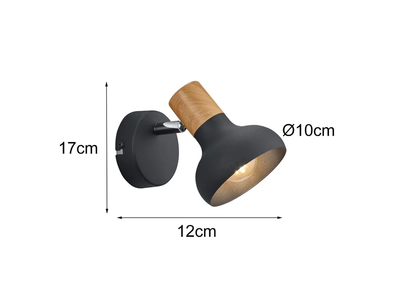 MeineWunschleuchte LED Wandstrahler Aus Metall In Schwarz & Holzoptik, Höhe 17cm 4 MeineWunschleuchte LED Wandstrahler Aus Metall In Schwarz & Holzoptik, Höhe 17cm – Bild 4