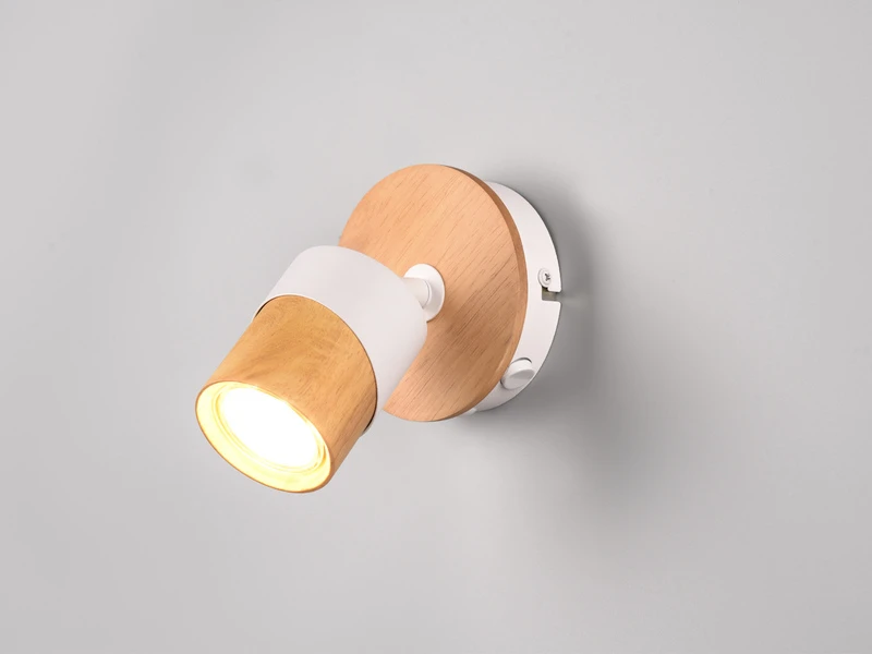 MeineWunschleuchte LED Wandstrahler Korpus Und Lampenschirm Naturholz & Metall Weiß, Höhe 13cm 3 MeineWunschleuchte LED Wandstrahler Korpus Und Lampenschirm Naturholz & Metall Weiß, Höhe 13cm – Bild 3