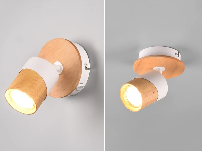 MeineWunschleuchte LED Wandstrahler Korpus Und Lampenschirm Naturholz & Metall Weiß, Höhe 13cm 1 MeineWunschleuchte LED Wandstrahler Korpus Und Lampenschirm Naturholz & Metall Weiß, Höhe 13cm