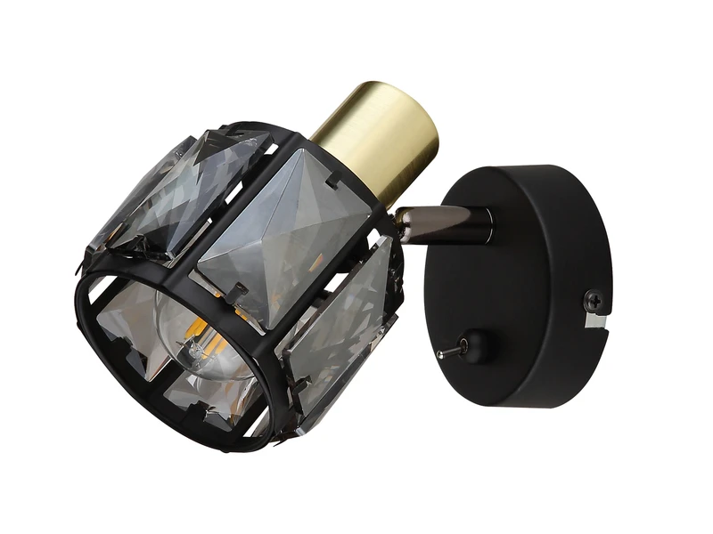 MeineWunschleuchte LED Wandstrahler Mit Schalter Und Glaskristallen Schwarz Gold, Höhe 12,5cm 8 MeineWunschleuchte LED Wandstrahler Mit Schalter Und Glaskristallen Schwarz Gold, Höhe 12,5cm – Bild 8