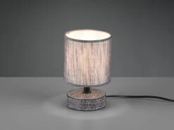 Reality Leuchten Moderne Keramik Tischleuchte MARIE Stofflampenschirm In Grau, Ø13cm, Höhe 20cm