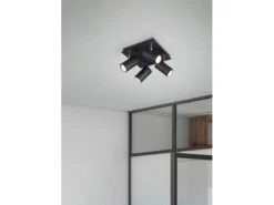MeineWunschleuchte Moderner Schwenkbarer Deckenstrahler Aus Schwarz Mattem Metall Mit 4 LED Spots -Heimbeleuchtung Angebote moderner schwenkbarer deckenstrahler aus schwarz m 2
