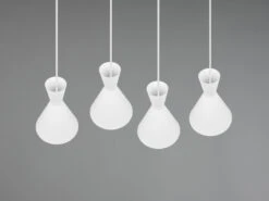 Reality Leuchten Pendelleuchte ENZO 4 Flammig Metallschirme Weiß, 90cm Breit -Heimbeleuchtung Angebote pendelleuchte enzo 4 flammig metallschirme weiss 9 6