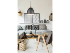 Reality Leuchten Pendelleuchte JAGGER Lampenschirm Metall/Holz Schwarz Ø40cm -Heimbeleuchtung Angebote pendelleuchte jagger lampenschirm metall holz schw 7