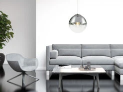 Globo Pendelleuchte VARUS Mit Glaskugel Design In Chrom & Klarglas, Ø 30cm -Heimbeleuchtung Angebote pendelleuchte varus mit glaskugel design in chrom 1 4