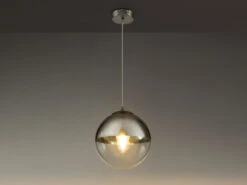Globo Pendelleuchte VARUS Mit Glaskugel Design In Chrom & Klarglas, Ø 30cm -Heimbeleuchtung Angebote pendelleuchte varus mit glaskugel design in chrom 1 7