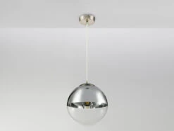 Globo Pendelleuchte VARUS Mit Glaskugel Design In Chrom & Klarglas, Ø 30cm -Heimbeleuchtung Angebote pendelleuchte varus mit glaskugel design in chrom 1 8