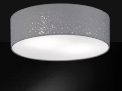 MeineWunschleuchte Runde Deckenleuchte Ø 40cm Mit Dekor Stoffschirm Grau & LED Dimmbar -Heimbeleuchtung Angebote runde deckenleuchte 40cm mit dekor stoffschirm gra 2