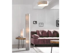 MeineWunschleuchte Runde Deckenleuchte Ø 40cm Mit Dekor Stoffschirm Grau & LED Dimmbar -Heimbeleuchtung Angebote runde deckenleuchte 40cm mit dekor stoffschirm gra 4