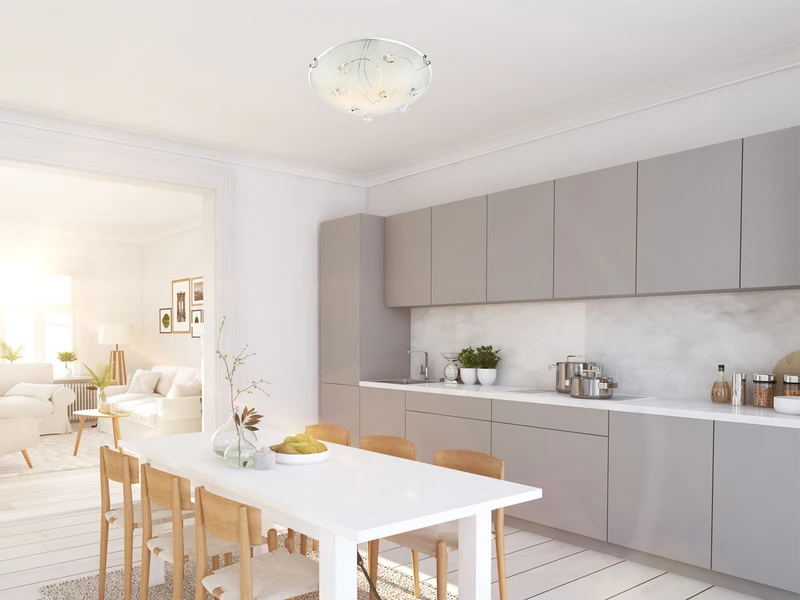 Globo Runde LED Deckenlampe Mit Gemustertem Glasschirm & Deko Kristallen, Ø25cm 2 Globo Runde LED Deckenlampe Mit Gemustertem Glasschirm & Deko Kristallen, Ø25cm – Bild 2