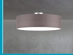 MeineWunschleuchte Runde Zeitlose Deckenleuchte CALMA Mit Stoffschirm In Braun-Grau Ø 50cm