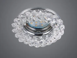 Trio Leuchten Runder Deckeneinbaustrahler DOLOMITE In Silber Chrom Mit Kristallglas Ø 9cm