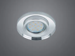 Trio Leuchten Runder LED Deckeneinbaustrahler In Silber Chrom Mit Kristallglas Ø 9cm