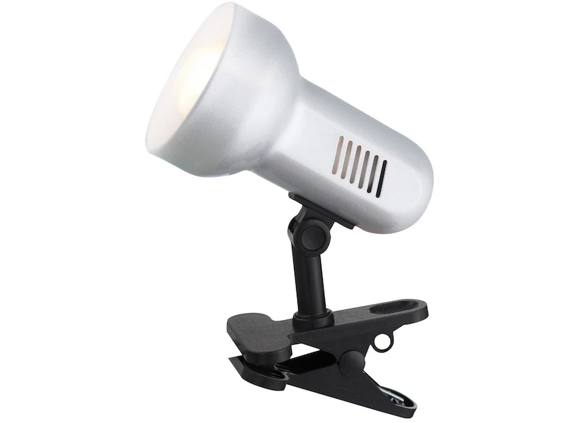 Globo Schwenkbare Klemmleuchte / Klammerleuchte Silber Mit LED Leuchtmittel 1 Globo Schwenkbare Klemmleuchte / Klammerleuchte Silber Mit LED Leuchtmittel