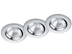 Trio Leuchten Schwenkbare LED Einbaustrahler Decke 3er Set Rund Dimmbar Chrom Glänzend