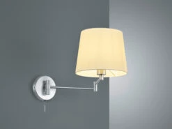 Trio Leuchten Schwenkbare LED Wandleuchte Mit Stoffschirm Weiß & Gelenkarm Silber
