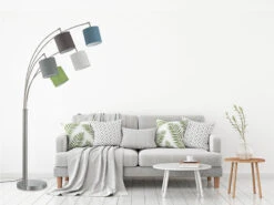 Fischer & Honsel Stehlampe ANNECY Mehrflammig 5 Lampenschirme Stoff Bunt - 180cm Groß