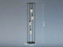 Fischer & Honsel Stehlampe ISKA Mehrflammig Schwarz Mit Rauchglas - Höhe 142,5cm -Heimbeleuchtung Angebote stehlampe iska mehrflammig schwarz mit rauchglas h 4