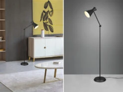 Reality Leuchten Stehleuchte ENZO Mit Gelenk & Fußschalter In Schwarz - Höhe 150cm