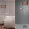 Reality Leuchten Stehleuchte OWEN Flexarm Mit Leselicht Silber & Stoffschirm Grau - Höhe 160cm