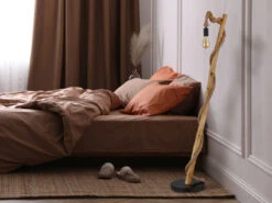 Globo Stehleuchte ULLEU Mit Hanfseil Und Holzstab, Höhe 150cm