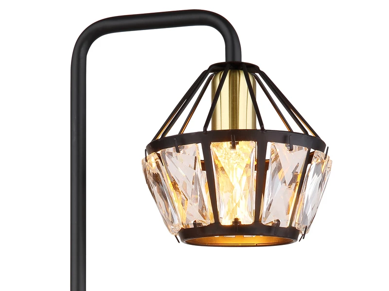 Globo Tischleuchte LOIS Mit Glaskristallen Metall Schwarz Gold, Höhe 43cm 9 Globo Tischleuchte LOIS Mit Glaskristallen Metall Schwarz Gold, Höhe 43cm – Bild 9