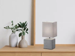 Heimbeleuchtung Angebote 41 Reality Leuchten Tischleuchte PING Keramik & Stoff Lampenschirm Grau, Höhe 29cm