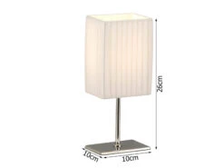 Globo Tischleuchten Silber Chrom Mit Plissee Stoffschirm Weiß - 2er Set, Höhe 26cm -Heimbeleuchtung Angebote tischleuchten silber chrom mit plissee stoffschirm 2