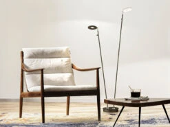 Fischer & Honsel Verstellbare LED Stehlampe DENT 2flammig Schwarz Mit Dimmer - 135cm