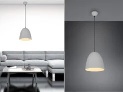 Reality Leuchten Vintage Pendelleuchte TILDA Einflammig, Metall Grau, Rund Ø 25cm