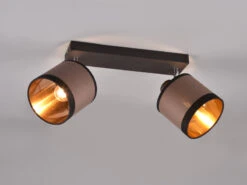 Reality Leuchten Wand- & Deckenstrahler DAVOS Mit Stoffschirmen In Taupe/Gold, Breite 35cm