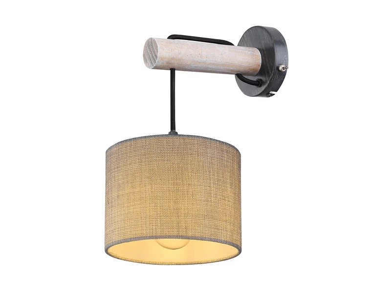 Globo Wandleuchte ROGERS Mit Holz Und Hängendem Stoffschirm Ø18cm 2 Globo Wandleuchte ROGERS Mit Holz Und Hängendem Stoffschirm Ø18cm – Bild 2