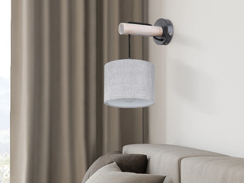 Globo Wandleuchte ROGERS Mit Holz Und Hängendem Stoffschirm Ø18cm 5 Globo Wandleuchte ROGERS Mit Holz Und Hängendem Stoffschirm Ø18cm – Bild 5