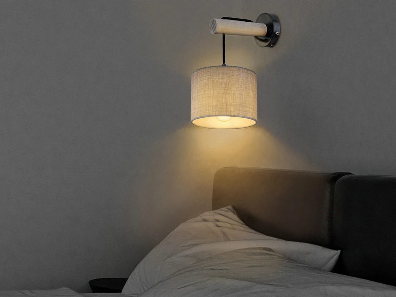 Globo Wandleuchte ROGERS Mit Holz Und Hängendem Stoffschirm Ø18cm 6 Globo Wandleuchte ROGERS Mit Holz Und Hängendem Stoffschirm Ø18cm – Bild 6