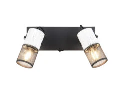 Trio Leuchten 2-flammiger Wandstrahler TOSH Mit Schalter, Drahtgeflecht Und Holz Weiß, B: 26cm -Heimbeleuchtung Angebote wandstrahler 2 flammig aus weissem holz und drahtg