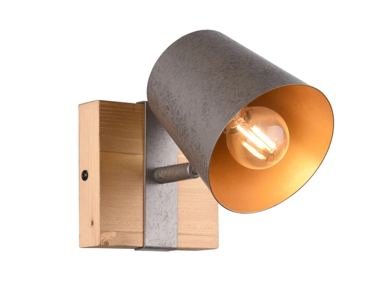 Trio Leuchten Wandstrahler BELL 1 Flammig Silber Antik & Gold Mit Holz Im Industrial Style 2 Trio Leuchten Wandstrahler BELL 1 Flammig Silber Antik & Gold Mit Holz Im Industrial Style – Bild 2