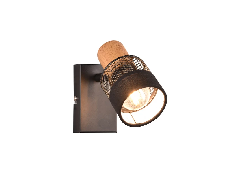 Trio Leuchten Wandstrahler NANDINI Mit Holzelement & Draht-Stoff Lampenschirm, H: 13,5cm 2 Trio Leuchten Wandstrahler NANDINI Mit Holzelement & Draht-Stoff Lampenschirm, H: 13,5cm – Bild 2