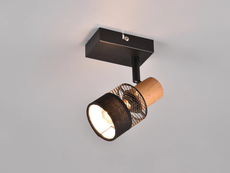 Trio Leuchten Wandstrahler NANDINI Mit Holzelement & Draht-Stoff Lampenschirm, H: 13,5cm 6 Trio Leuchten Wandstrahler NANDINI Mit Holzelement & Draht-Stoff Lampenschirm, H: 13,5cm – Bild 6