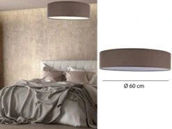 Smartwares Zeitlose Runde Deckenleuchte Mit Stoffschirm In Braun Ø 60cm - CEILING DREAM
